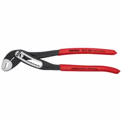 Groove-joint pliers with V-shaped jaws for secure gripping. Overall length 10 in, 9 jaw positions, maximum jaw opening 2 in. Used for gripping, turning, and clamping nuts, pipes, and fittings in maintenance, plumbing, and mechanical work.