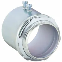 Steel set screw conduit connector with a 3 in trade size and 3 17/32 in overall length. Non-insulated, gray finish, not rain-tight. Used to connect electrical conduit to boxes or enclosures in dry indoor locations