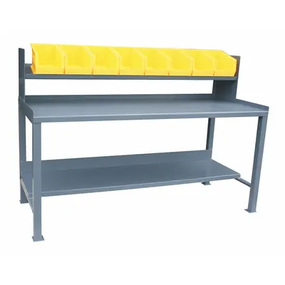JAMCO Workbench: Fixed Ht, Steel, 72 in x 30 in, 3,000 lb Overall Load Capacity - Workbenches with Risers & Lower Shelves