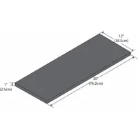 Shelf: 30 in Overall Lg, 12 in Overall Wd, 1 in Overall Ht, Phenolic, Black (MPN GRPS1230)