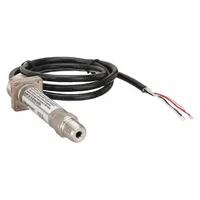 Stainless steel pressure transmitter with 3 ft cable and wire leads, providing a 4 to 20mA DC output. Features ±1% accuracy, 1/4 in Male NPT process connection, and IP67/NEMA 4X environmental protection. Overpressure capability is 2x range, burst pressure 8x range. Suitable for industrial pressure measurement in hydraulic systems, pumps, and process control applications
