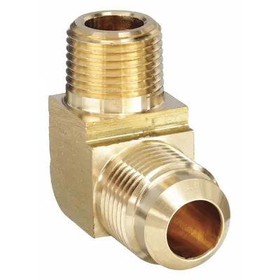 PARKER Flared Fitting Elbow: 1/2 in OD x 1/4 in Pipe Fitting Size, Flared/Threaded - Standard Brass 45-Degree Flare Tube Fittings