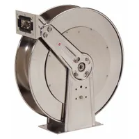 Spring Return Hose Reel: 50 ft (3/4 in I.D.), 500 psi Max Op Pressure, Stainless Steel, Silver (MPN 83000 OLS)