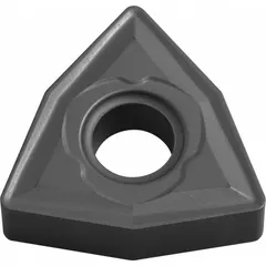 This Trigon (W) indexable turning insert is made of CVD carbide, designed for turning, facing, and profiling operations on steel and cast iron. It provides wear resistance for medium to high-speed machining in general manufacturing applications.