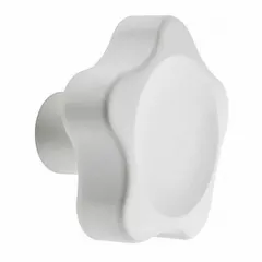 Thermoplastic cabinet knob with matte finish and round grip shape. Grip diameter is 1 1/4 in. Hardware not included. Suitable for use on cabinets, drawers, and doors in industrial and commercial settings.