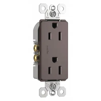 LEGRAND 885TRDBCC12 Duplex Receptacle, 5-15R, Brown, 125V AC, 15A, 2-Pole/3-Wire - General Purpose Receptacles