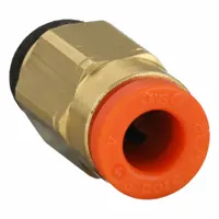 Brass push-to-connect x MUNF adapter fitting for 5/32 in OD tubing with #10-32 thread size. Used in pneumatic systems to connect tubing to threaded ports in applications such as industrial automation, packaging, and material handling