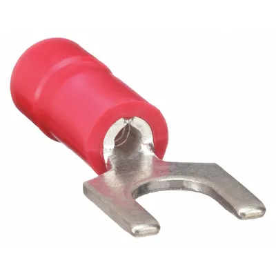 PANDUIT Fork Terminals: Red, Vinyl, #6 Stud Size, 22 AWG – 16 AWG Wire Range, Std Fork - Insulated Fork Terminals