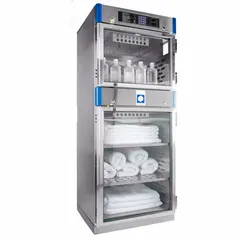 This freestanding warming cabinet from BLICKMAN features a digital screen and a glass door, allowing visual inspection without opening. With overall dimensions of 30 inches wide and 26 5/8 inches deep, it is suitable for holding prepared food at safe serving temperatures in commercial kitchens and foodservice operations.