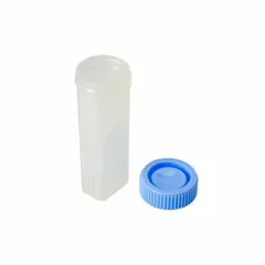 Staining jar for microscope slides, with a height of 98 mm and width of 30 mm. Constructed from polypropylene copolymer. Used in laboratory staining procedures for slide processing.