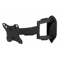 Fixed wall mount for flat panel televisions and monitors. Supports screens from 10 to 29 inches with a maximum weight of 25 lb. Black fused epoxy finish. Includes screen adapter plate and all necessary mounting hardware.