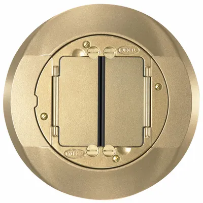 HUBBELL WIRING DEVICE-KELLEMS S1CFCBRS Round Brass Floor Box - Brass Electrical Floor Box Covers