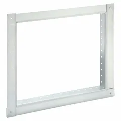 This galvanized steel retaining angle is used to secure fire dampers within HVAC ductwork, providing a rigid mounting point to maintain fire-rated barrier integrity. It measures 11-3/4 inches in height and 13-3/4 inches in width.