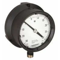 ASHCROFT Process Compound Gauge: 0 psi to 30 psi, White, 4 1/2 in Dial, 1/2 in NPT Male, Bottom, 4X (MPN 451379SSL04LVAC/30#)