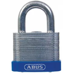 This ABUS 41 Eterna series padlock features a steel body with an unfinished silver finish and a standard steel shackle providing 63/64 inch vertical clearance. The MK KD designation indicates it is designed for master keyed systems, allowing multiple locks to be opened with a single key. Typical applications include securing gates, cabinets, lockers, and storage areas in industrial and commercial settings.
