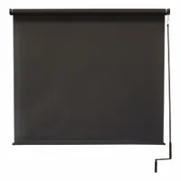 This right-operated pole-and-crank sun shade from the Regal Series features an 8 ft fabric height in dark brown. It provides 90% UV protection and uses a bungee and hook tie-down system. Suitable for outdoor areas requiring adjustable shade