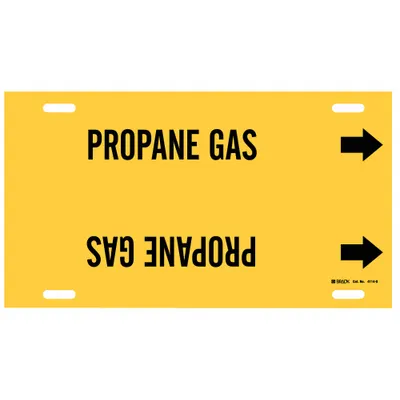 BRADY Pipe Marker: Propane Gas, Yellow, Black, Fits 8 to 9 7/8 in Pipe O.D., 1 Pipe Markers - Propane Gas Strap-On Pipe Markers
