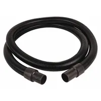 This 10 ft long antistatic vacuum hose is made of black plastic. It is designed to dissipate static buildup during material handling in industrial environments, helping to prevent electrostatic discharge