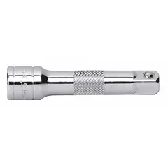 This 3-inch standard-type socket extension features 3/8-inch input and output drive sizes, designed to extend the reach of socket wrenches in confined spaces. Suitable for automotive repair, machinery maintenance, and general assembly tasks where accessing recessed fasteners is required.