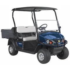 Gas-powered personnel and utility vehicle with a 13.5 hp Single Cylinder OHV engine and 800 lb max load capacity. Suitable for transporting personnel and materials across industrial facilities, warehouses, and campuses.