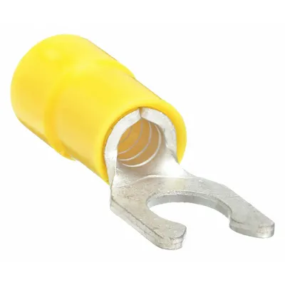 OEM Fork Terminals: Yellow, Vinyl, 1/4 in Stud Size, 12 AWG – 10 AWG Wire Range - Insulated Fork Terminals