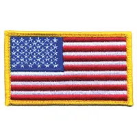 HEROS PRIDE Embroidered Patch: U.S. Flag, 3 3/8 in x 2 in, Gold, Polyester/Rayon, Hook, Flag (MPN 0002)