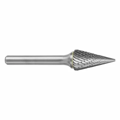 SGS PRO Double-Cut Pointed-End Cone Bur SM-3, 1/4" x 1" Head, 1/4" Shank - Double-Cut Pointed-End Cone Burs