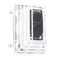 This steel guard is designed for indoor wall-mount use with Fireray beam-type smoke detectors. It helps protect sensor units from damage that can cause misalignment and false alarms. Includes mounting hardware for surface installation