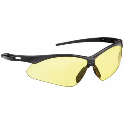 CONDOR Safety Glasses: Amber Lens, Half-Frame, Scratch-Resistant, Black Frame - Padded Comfort-Fit Safety Glasses