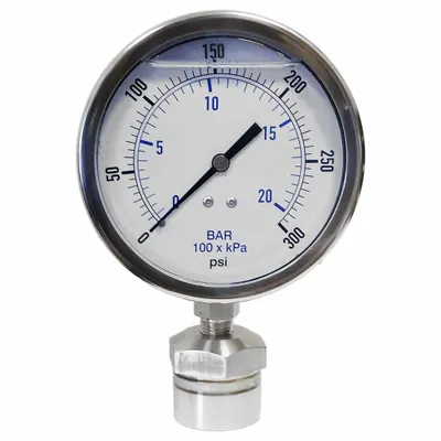 KODIAK CONTROLS KC301L40300/DSM3512 Dial Pressure Gauge with 316 - Dial Pressure Gauges with 316 SS Female-Threaded Mini-Seal