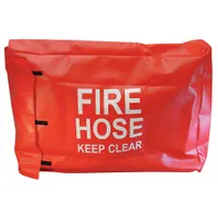 This fire hose cover is designed to protect and store fire hose equipment on a rack. It measures 24 inches in length, 6 inches in width, and 24 inches in height. Suitable for use in industrial, commercial, and municipal settings to keep hoses clean and accessible