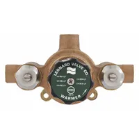Thermostatic mixing valve for point-of-source applications, blending hot and cold water to a set outlet temperature. Includes check-stops. Outlet connection size: 3/4 in. Suitable for use in commercial and industrial water systems