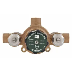 Thermostatic mixing valve for point-of-source applications, blending hot and cold water to a set outlet temperature. Includes check-stops. Outlet connection size: 3/4 in. Suitable for use in commercial and industrial water systems.