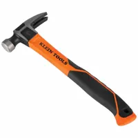 Straight-Claw Hammer: Steel, Textured Grip, Fiberglass Handle, 16 oz Head Wt, 13 in Overall Lg (MPN H80816)