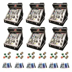 Portable training system for variable frequency drives, measuring 24 in x 24 in x 26 in and supplied as a 6-pack. Includes six VFD Bugging Kits and Rheostat Control for hands-on instruction in VFD operation, programming, and troubleshooting. Suitable for use in technical education and industrial maintenance training.