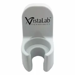 This plastic wall mount holds a pipette controller, providing convenient storage on vertical surfaces. It includes 3M™ Adhesive Strips for installation. Overall dimensions: 55 mm length, 85 mm height.