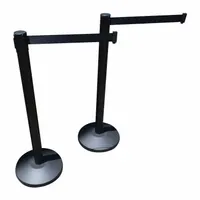 Belt Barrier System: 40 1/2 in Post Ht, 10 ft Belt Lg, Black, 2 No. of Posts, No Pattern, No Message