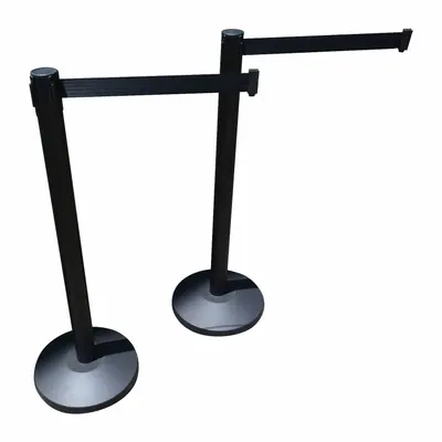 OEM Belt Barrier System: 40 1/2 in Post Ht, 10 ft Belt Lg, Black, 2 No. of Posts - Retractable Belt Barrier Systems