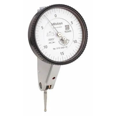 MITUTOYO 513-442-10A Tilted-Face Dial Test Indicator, 0 to 0.06 in, +/-0.0005 in - Dial Test Indicators - Horizontal & Tilted-Face Styles