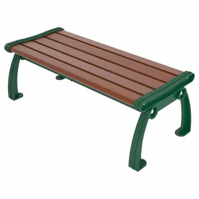 ULTRASITE Heritage Outdoor Bench, 48 in L x 17 in H, Brown Seat, Green Frame - Vandal Resistant Resinwood Benches