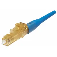 Simplex LC fiber optic connector in blue, designed for OS1 single-mode fiber applications. Used to terminate fiber cables in structured cabling systems for data centers, telecom networks, and enterprise LANs. Sold individually