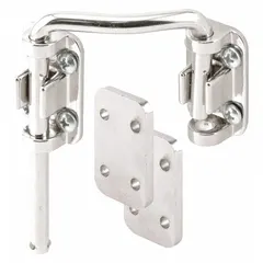 This sliding door lock from PRIME-LINE measures 2 1/4 inches wide and 2 inches high. It is designed to secure sliding doors in commercial and industrial settings. The lock provides a simple push-button or key-locking mechanism for access control.