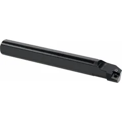 This indexable boring bar features a negative rake geometry and left-hand orientation, designed for internal turning operations. It is suited for heavy-duty material removal in machining applications such as boring holes in metal components.