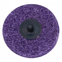 This 2-inch diameter surface-conditioning disc uses aluminum oxide abrasive in a medium grade for blending and finishing all metals. It removes burrs, oxidation, and light weld marks without altering part geometry. Suitable for general purpose surface conditioning in metalworking applications