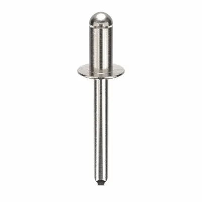 POP AVDEL Domed-Head Blind Rivet, 0.249" Dia, 1 27/34" L, 100-Pack - Domed-Head Blind Rivets
