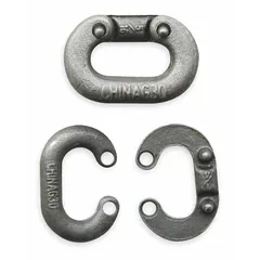 This connecting link is used to join two ends of roller chain in power transmission and conveyor systems. Made of steel with a plain finish, it has an overall length of 1-3/4 inches and an overall width of 1-3/16 inches. Suitable for industrial machinery, agricultural equipment, and material handling applications.