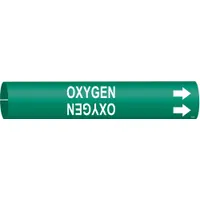 Pipe Marker: Oxygen, Green, White, Fits 1 1/2 to 2 3/8 in Pipe O.D., 1 Pipe Markers, With Arrows (MPN 4106-B)
