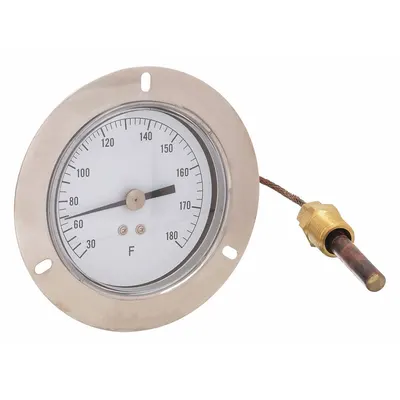 OEM Approved Vendor Analog Panel Mount Thermometer, 3.5 in Dial, 30-180°F, ±1°F - General Purpose Panel Mount Dial Thermometers