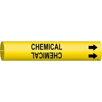 Pipe Marker: Chemical, Yellow, Black, Fits 4 to 6 in Pipe O.D., 1 Pipe Markers, With Arrows (MPN 4169-D)