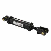 Double-acting tie-rod cylinder with 4 in bore, 8 in stroke, and 1 1/4 in rod diameter. Features Dual Port PowerMax design and 1/2" NPT ports. Used in hydraulic systems for lifting, pushing, or pulling loads in agricultural and industrial applications
